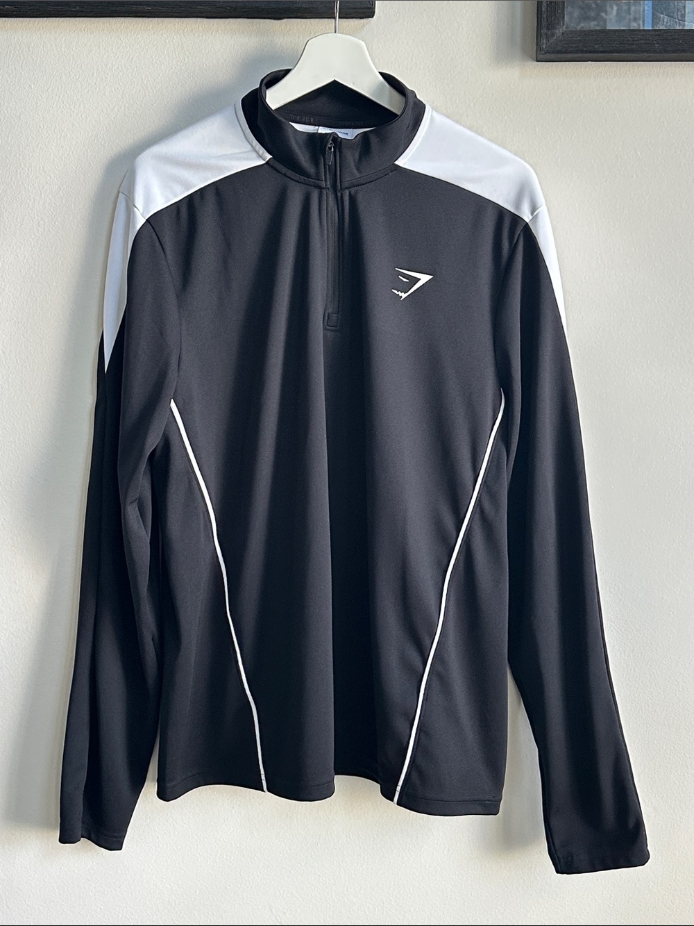 Gymshark Arrival Block 1/4 Zip Men L Black White Lightweight Athletic Pullover